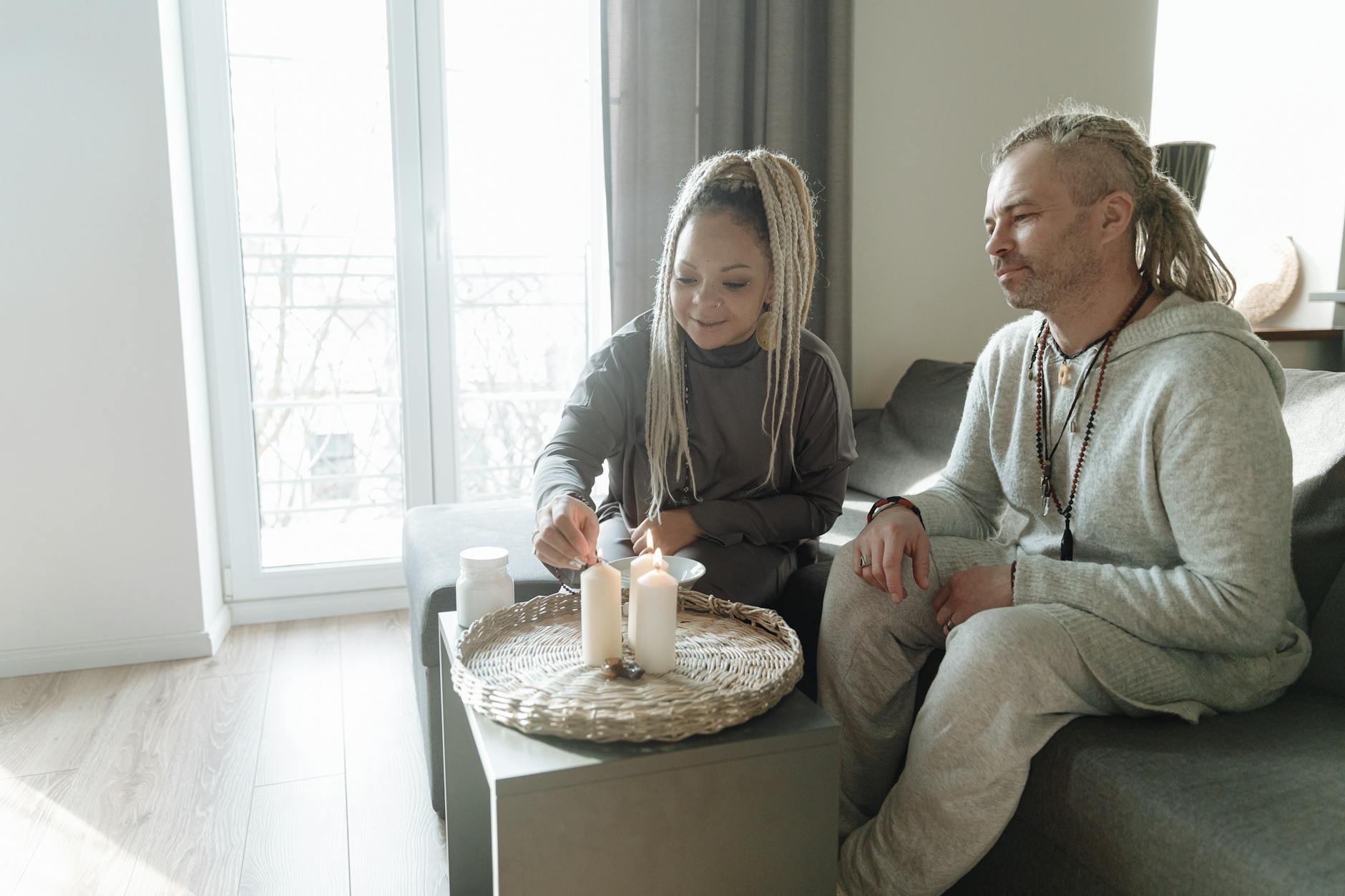 Two souls connected by light representing the twin flame journey of angel number 1234